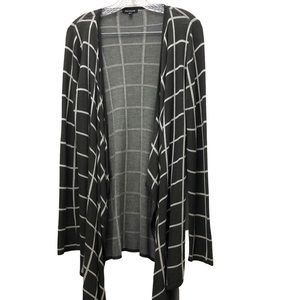 Pink Clover Long Sleeve Geometric Print Asymmetric Hem Cardigan W S M Gray/White